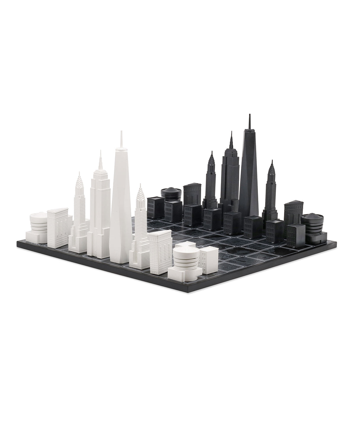 Chess Set Acrylic NEW YORK Edition with Wood Map Board